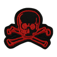 M-Tac Patch Old Skull Velcro i sort med røde kranie og knogler, 3D-effekt, 45x55 mm, nem fastgørelse, velegnet til uniformer og udstyr.