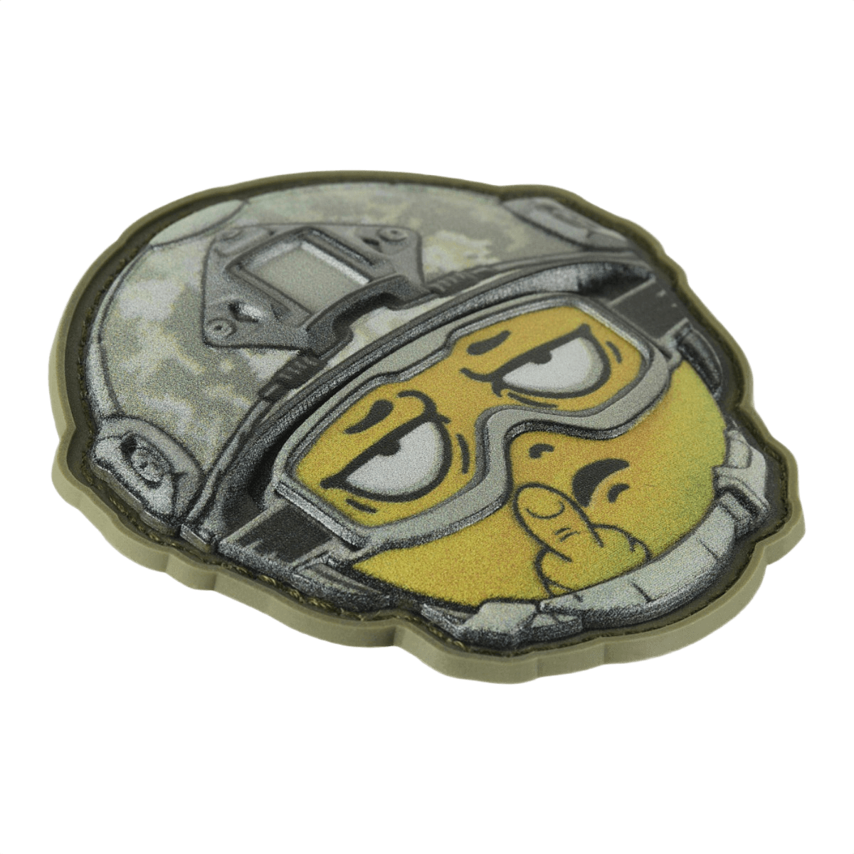 M-Tac Patch Emoji #24 med 3D-effekt og Velcro. Taktisk PVC morale patch, sjov tilbehør til tøj, taske eller udstyr. Størrelse 6.5x6.5 cm.