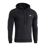 M-Tac Cotton Raglan Hard Hoodie i sort med kængurulomme og fleecefor, perfekt til efterår og vinter. Hætte og raglanærmer for komfort.