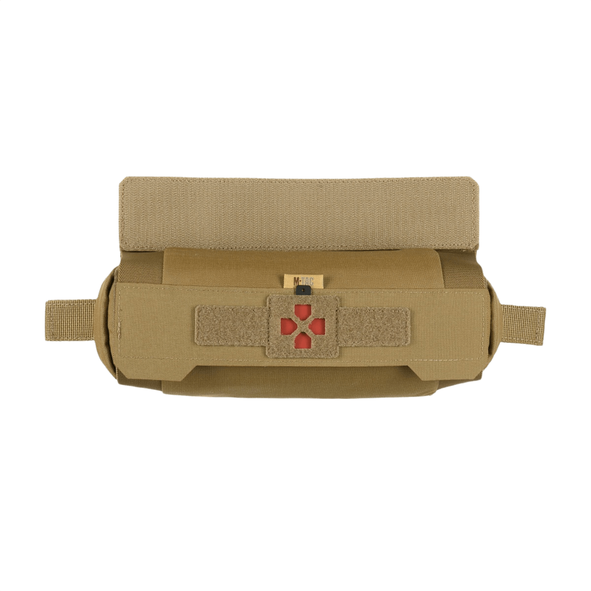 M-Tac Horizontal Medical Pouch ROLL Elite i slidstærk Cordura 500D, designet til nem integration i taktisk udstyr, set forfra.