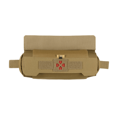 M-Tac Horizontal Medical Pouch ROLL Elite i slidstærk Cordura 500D, designet til nem integration i taktisk udstyr, set forfra.
