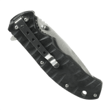 M-Tac Outdoor & Militær foldekniv - Type 8 med krom rustfrit stål klinge og Clip Point form, set i lukket position med designet håndtag.