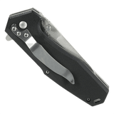 M-Tac Outdoor & Militær foldekniv - Type 5 med sort aluminiumshåndtag og skæfteskrue i rustfrit stål, lukket tilstand.