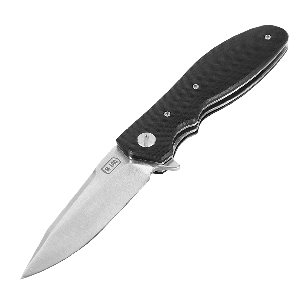 M-Tac Outdoor & Militær foldekniv - Type 6 med sort G10-komposite håndtag og krom rustfrit stål klinge, ideel til EDC-brug.