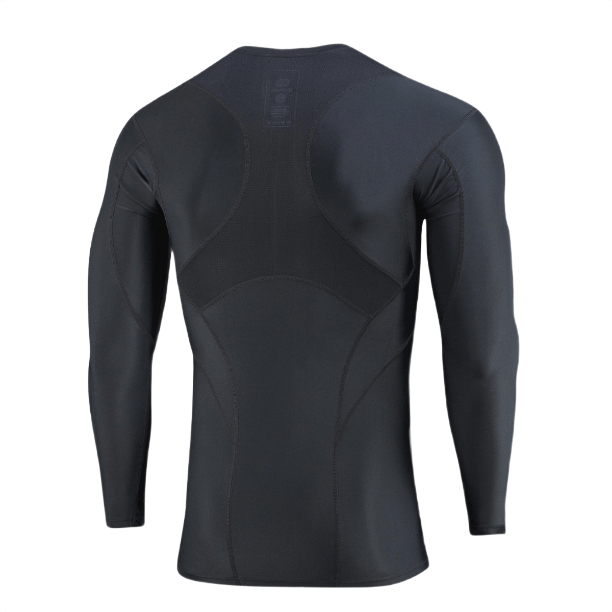 M-Tac Thermal Rashguard T-Shirt i sort, ideel som baselayer til vinter, lavet af slidstærkt og varmebevarende materiale, bagfra visning.