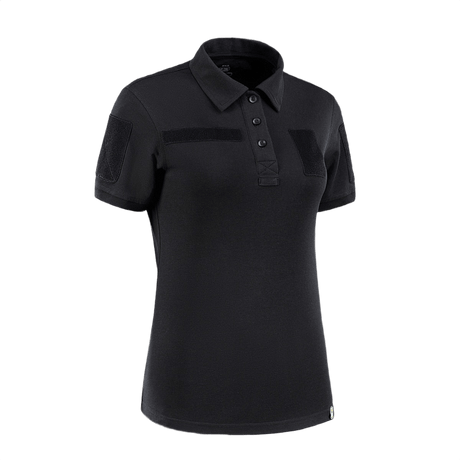 M-Tac Tactical Polo-Shirt 65/35 Lady i sort til kvinder, komfortabel bomulds-polyester, med velcro til mærker og ID, praktisk loop.
