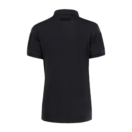 M-Tac Tactical Polo-Shirt 65/35 Lady, sort servicepolo til kvinder med Velcro på ærmer, bryst og ryg, komfortabel bomulds-polyester blanding