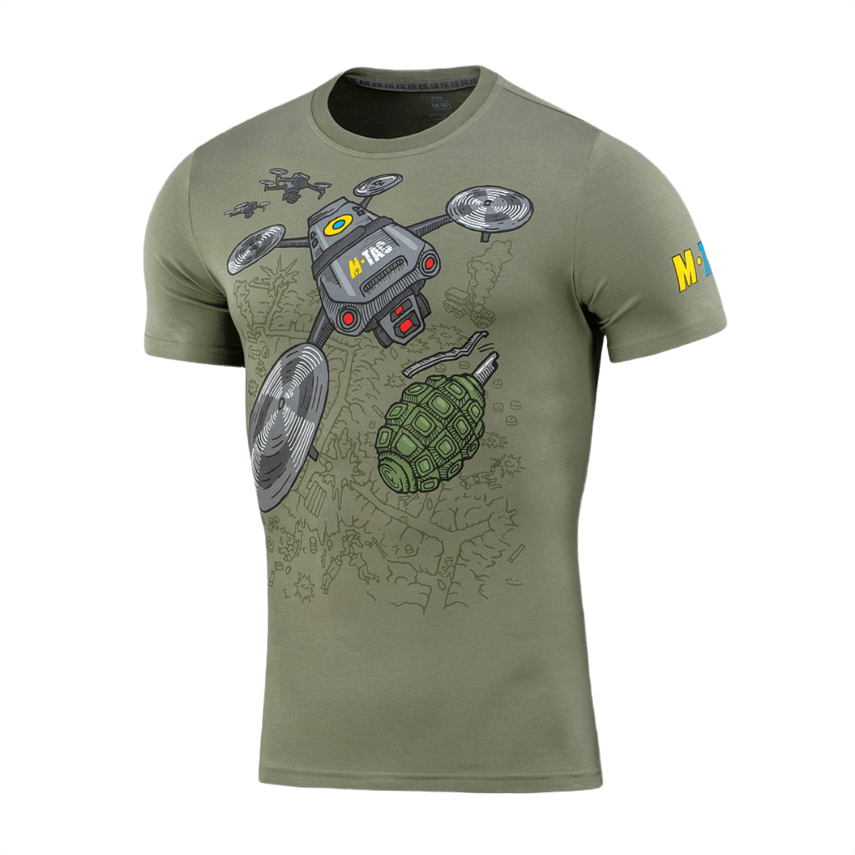 M-Tac T-Shirt Quadcopter med drone- og granatdesign, lavet af bomuld og elastan for komfort og bevægelsesfrihed.