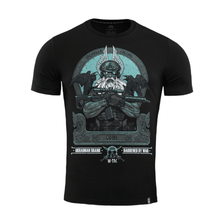 M-Tac T-Shirt Odin Mystery med Odin og ravne-motiv, tekst "Valhalla Calling" for nordisk mytologi inspireret design.