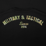 M-Tac T-Shirt Logo med camouflage-design og "Military & Tactical Since 2014" trykt på ryggen.
