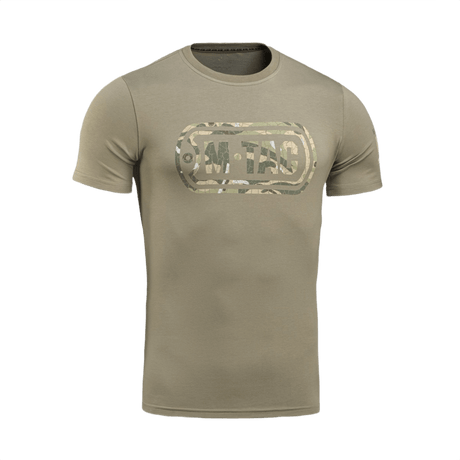 M-Tac T-Shirt Logo med camouflage og slogan, stilfuldt design i blød bomuldsblanding, ideel til taktisk og militært brug.