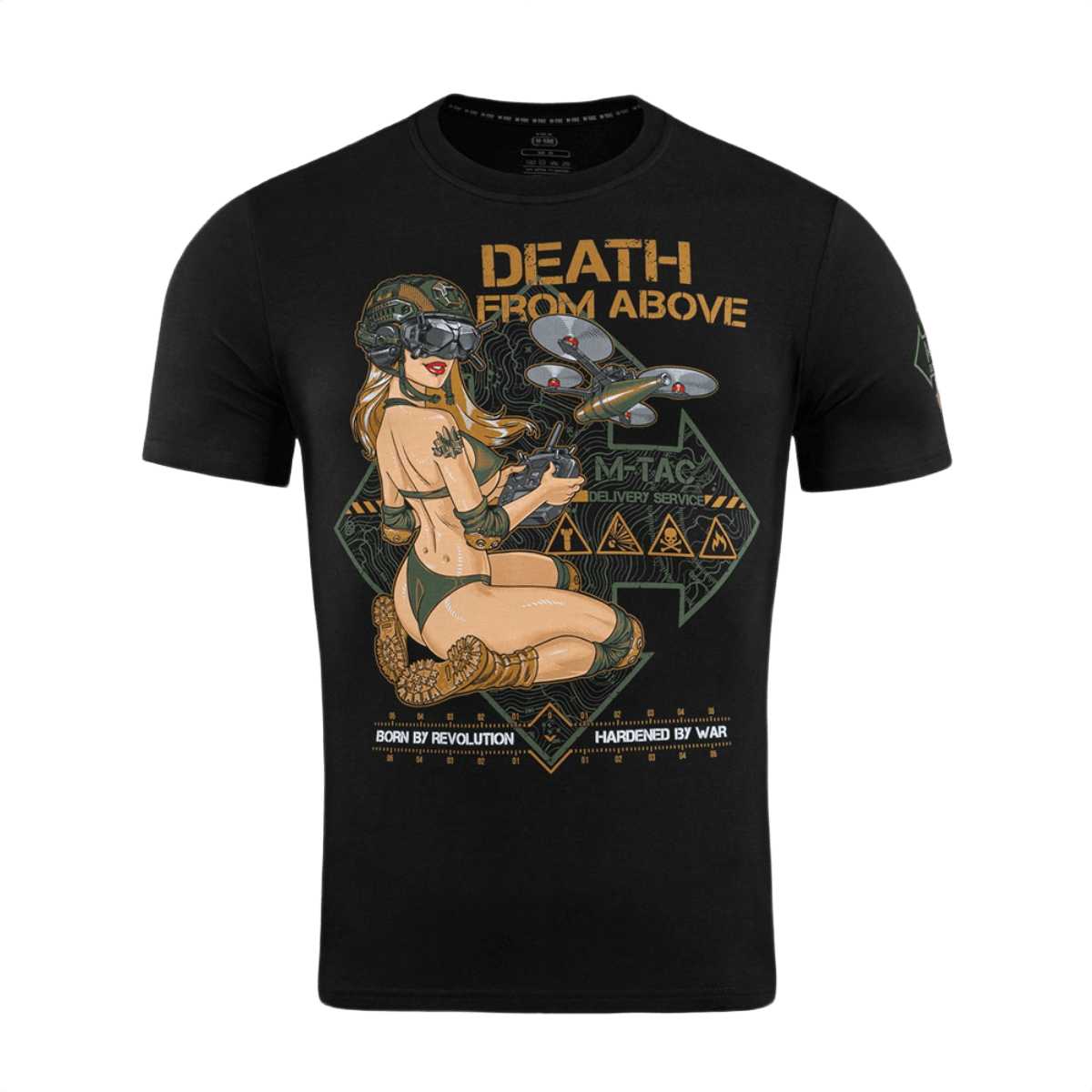 M-Tac T-Shirt Delivery Service med Pin-Up print og "Death from Above" tekst