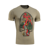 M-Tac T-Shirt Motanka med moderne design og traditionelt ukrainsk print af Motanka-dukke og tekst 'M-TAC. Terra Cosaccorum'.