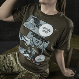 M-Tac T-Shirt Comics Drone Girl med comic-inspireret print af en FPV-pilot, der symboliserer styrke og effektivitet i kreativt design.