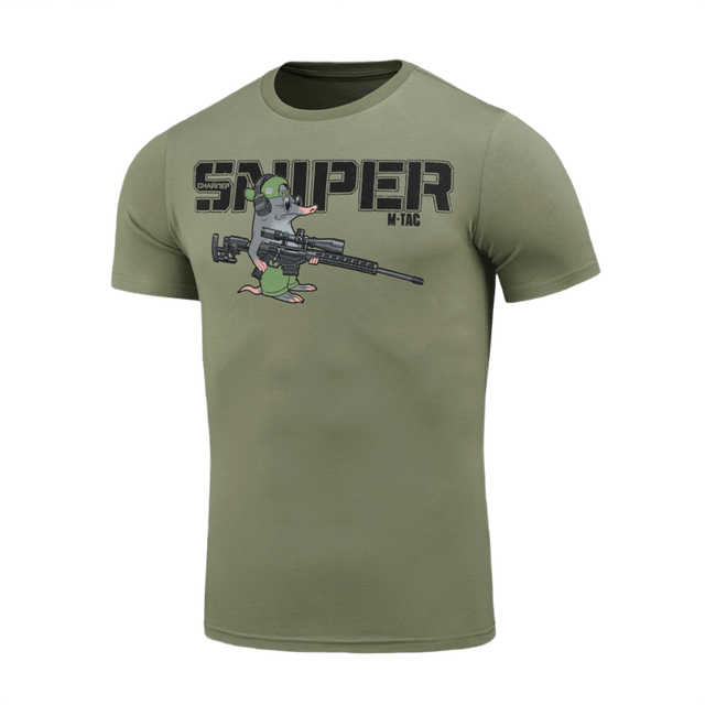 M-Tac T-Shirt Mole med humoristisk snigskytterprint af en muldvarp, der symboliserer dedikation og præcision i blød bomuldsblanding.