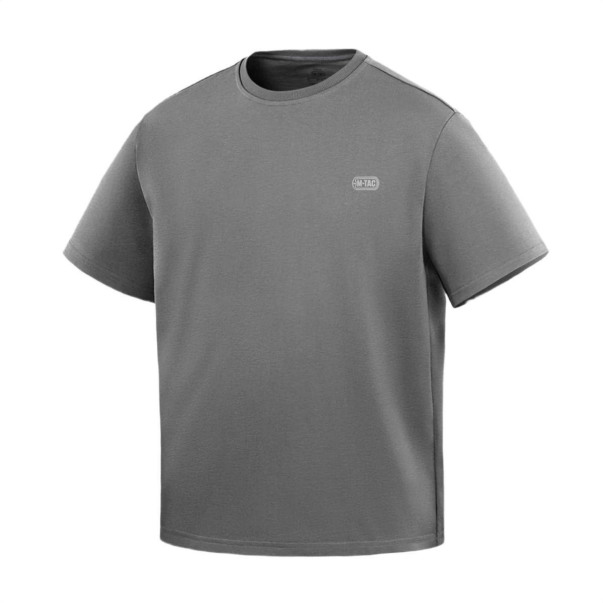 M-Tac Cotton HARD T-shirt i grå farve, designet til hverdagsbrug med oversize-snit og reflekslogo, fremstillet i 100% bomuld.