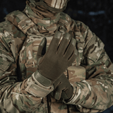 M-Tac Handsker Police i syntetiske materialer og læder med polstrede zoner og velcro-fit til politi og sikkerhedsarbejde