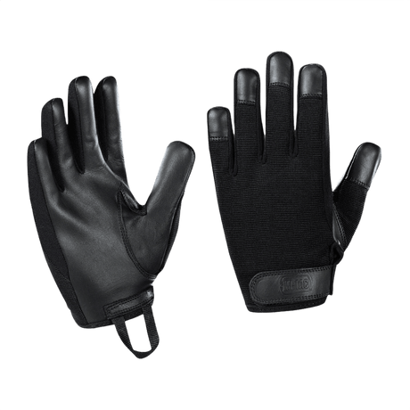 M-Tac Handsker Police med syntetiske materialer og læder, justerbar velcro, designet til politi og sikkerhedsarbejde