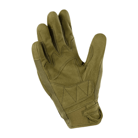 M-Tac Handsker Assault Tactical Mk.6, syntetisk ruskind med åndbare zoner og forstærkede kno-pads, olivengrøn farve.