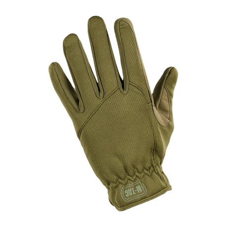 M-Tac Handsker Scout Tactical Mk.2 med syntetisk læderhåndflade og elastiske manchetter, i olivengrøn farve, tør hurtigt.