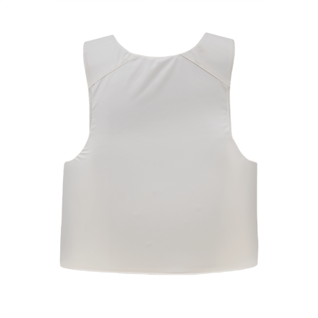 Anorak Titanium® Concealable IV Stik & Skudsikker Vest i hvid farve, visning bagfra, skjult kropsbeskyttelse med NIJ niveau IIIA beskyttelse.