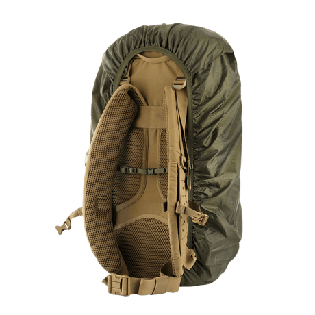 M-Tac Rygsækcover i nylon med PU-coating, beskytter mod regn og sne, passer til rygsække i forskellige størrelser, let og vandtæt.