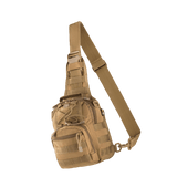 Tan M-Tac Urban Line City Patrol Fastex Taske med én skulderstrop og lommer, lavet af slidstærkt vandafvisende 600D polyester.