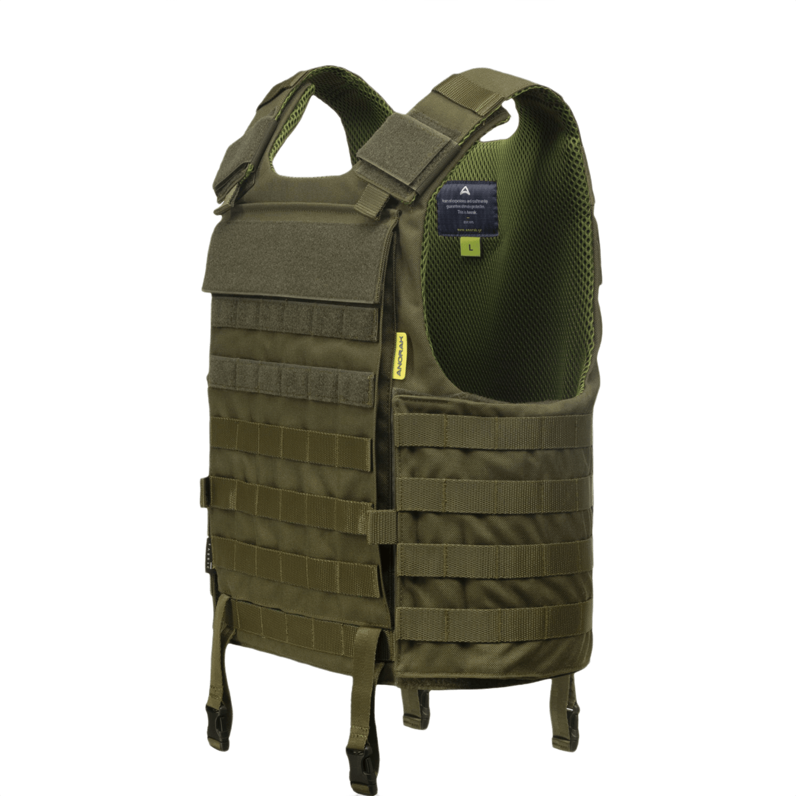 Grøn Anorak Niobium® Tactical III Stik & Skudsikker Vest til multi-trussel beskyttelse mod skydevåben og knive, med robust design.