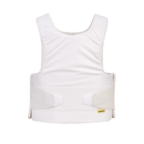 Anorak Rhodium® Concealable III Stik & Skudsikker Vest med level IIIA-beskyttelse, skjult og synlig slid, hvidt rip-stop stof.