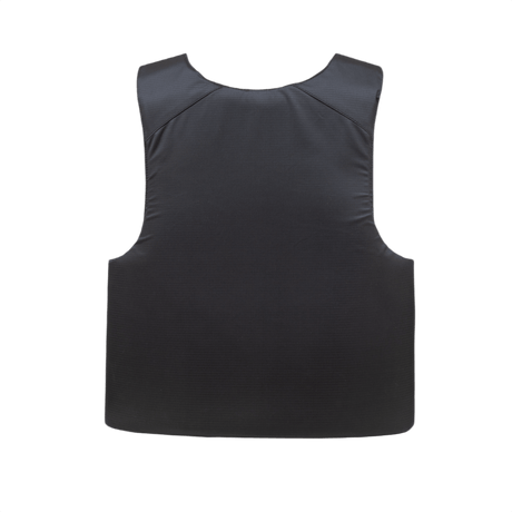 Anorak Rhodium® Concealable IV Stik & Skudsikker Vest set bagfra, designet til diskret hverdagsbrug og maksimal beskyttelse.