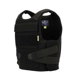 Anorak Rhodium® Duty II Stab & Bulletproof Vest with Level IIIA protection and adjustment system, black design.