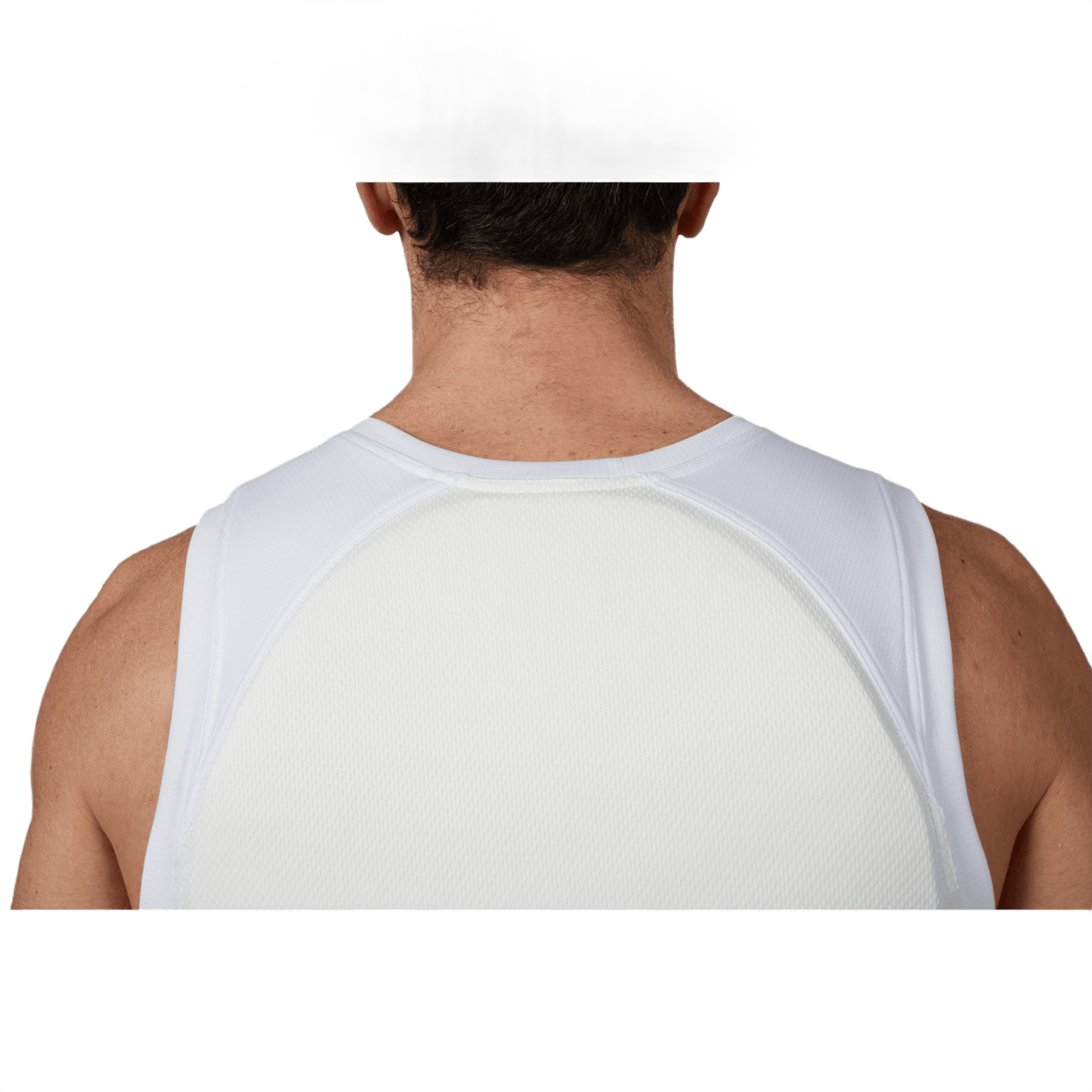 Mand bærer Anorak Undershirt I Cover under skjorte, viser bagside tæt på, fremstillet af THERMOCOOL™ og COOLMAX® for komfort.