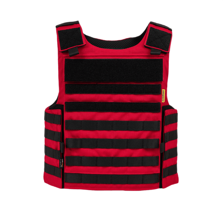 Anorak Titanium® Instructor I Stik & Skudsikker Vest, Level IIIA beskyttelse, ergonomisk design i rød og sort. Ideel til politi og forsvar.