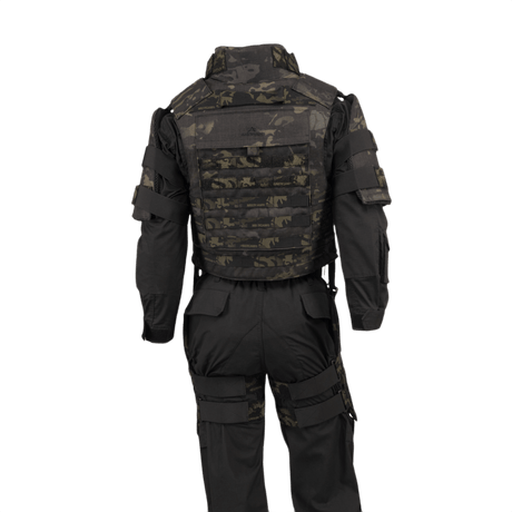 Anorak Titanium® Tactical II - full set MultiCam® softbody-vest med Level IIIA-beskyttelse, bagfra set i sort camouflage design.
