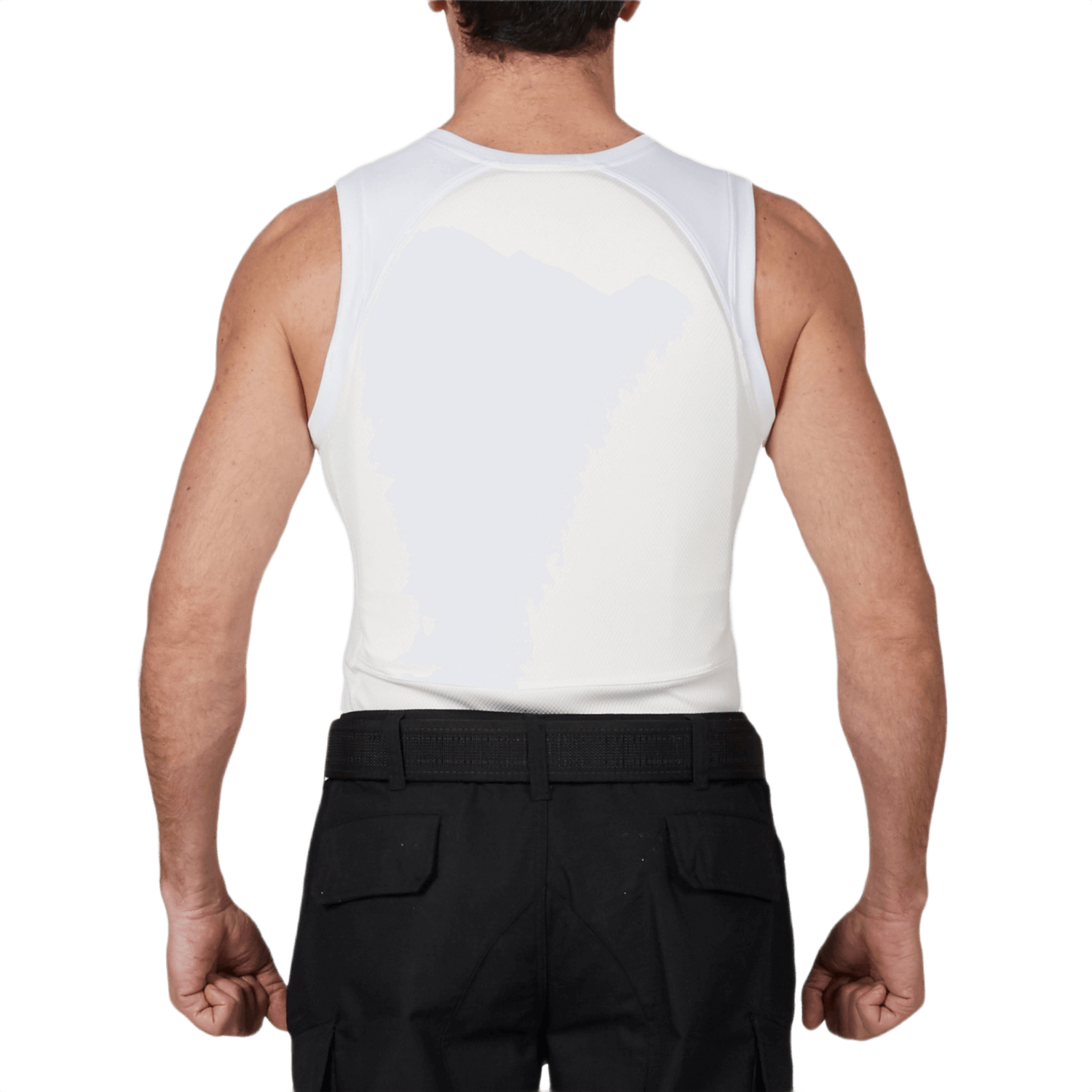 Anorak Topaz® Undershirt I Stiksikker soft armor-vest set bagfra, designet til skjulbar beskyttelse under tøj.