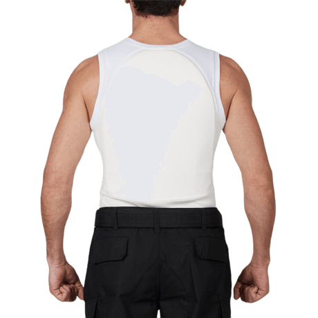 Anorak Topaz® Undershirt I Stiksikker soft armor-vest set bagfra, designet til skjulbar beskyttelse under tøj.