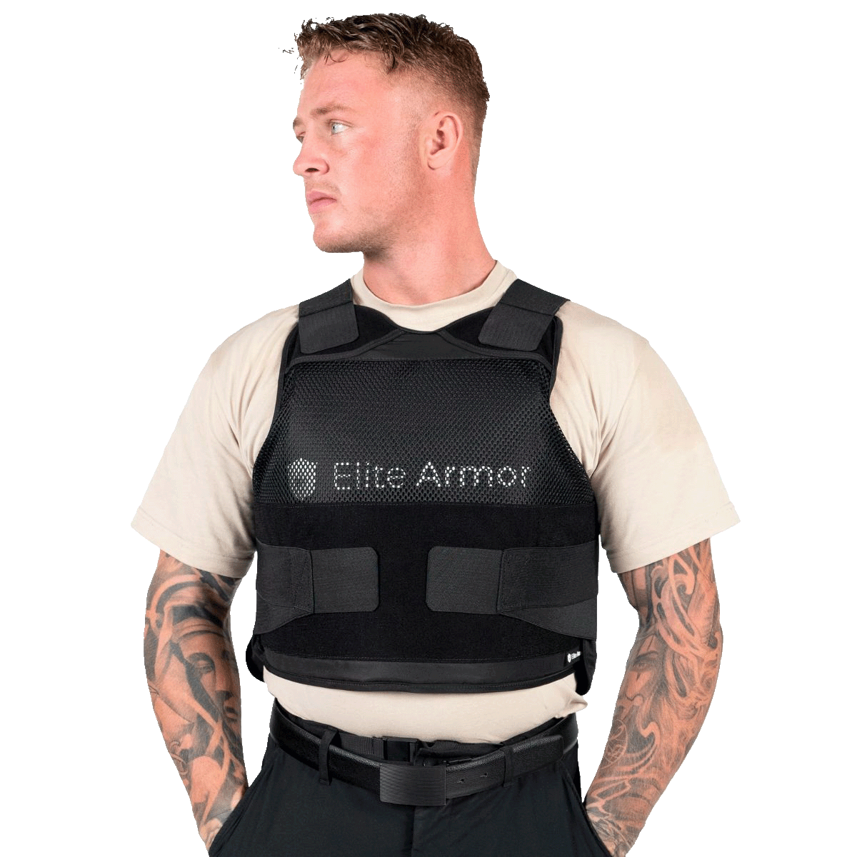 Elite Armor RX2 Stik & Skudsikker Vest – mand iført vest, frontvisning.