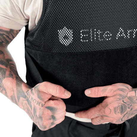 Elite Armor RX2 Stik & Skudsikker Vest – tæt på fronten med velcro åbning