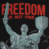Illustration af monument med teksten 'Freedom is not free' understreger budskabet om frihedens omkostninger.
