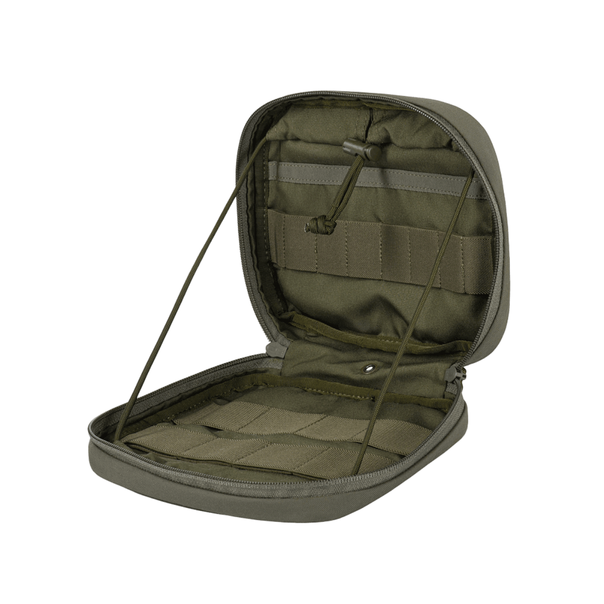 M-Tac organizer pouch Elite med åben 90-graders design, ideel til taktisk opbevaring og fastgørelse via M.O.L.L.E.-systemet.