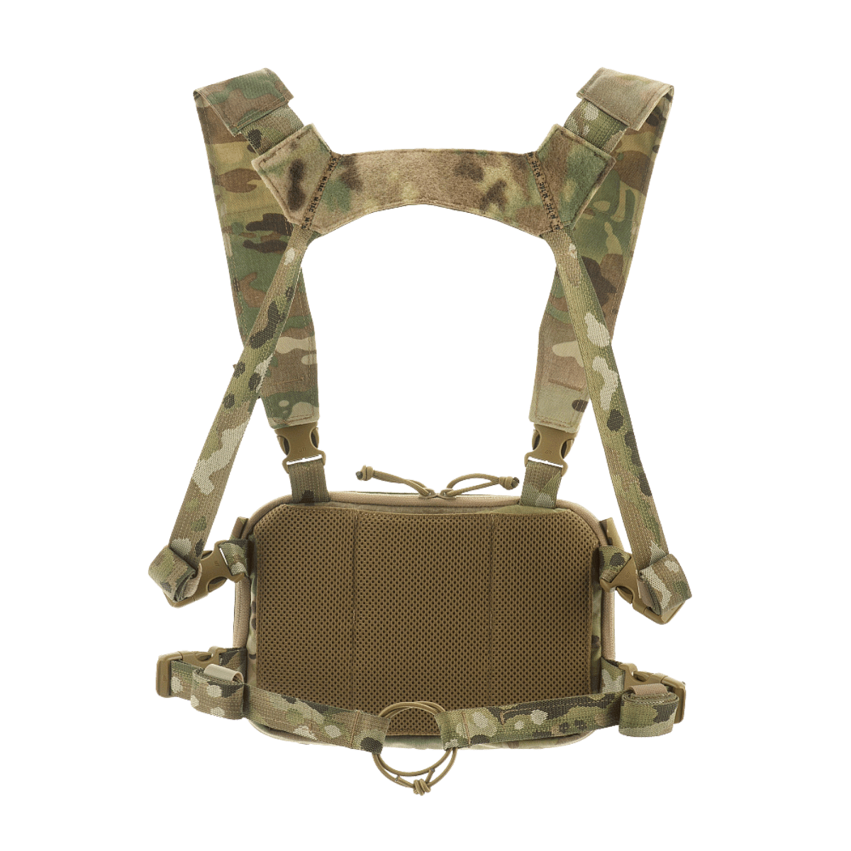 M-Tac Chest Rig Elite med alsidig MOLLE Laser Cut panel og H-type sele. Perfekt til EDC eller taktisk brug. Dimensioner: 28 x 30 x 5 cm.