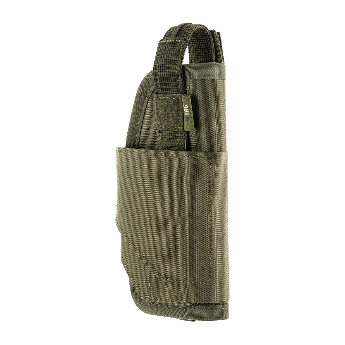 M-Tac Universal Taktisk Hylster Elite Højre i lamineret Cordura 500D med justerbar strop og MOLLE-interface til bæltemontering.
