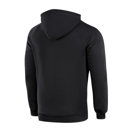 M-Tac Hættetrøje Cotton Raglan set bagfra, sort farve, 100% bomuld, komfortabelt design med raglanærmer.