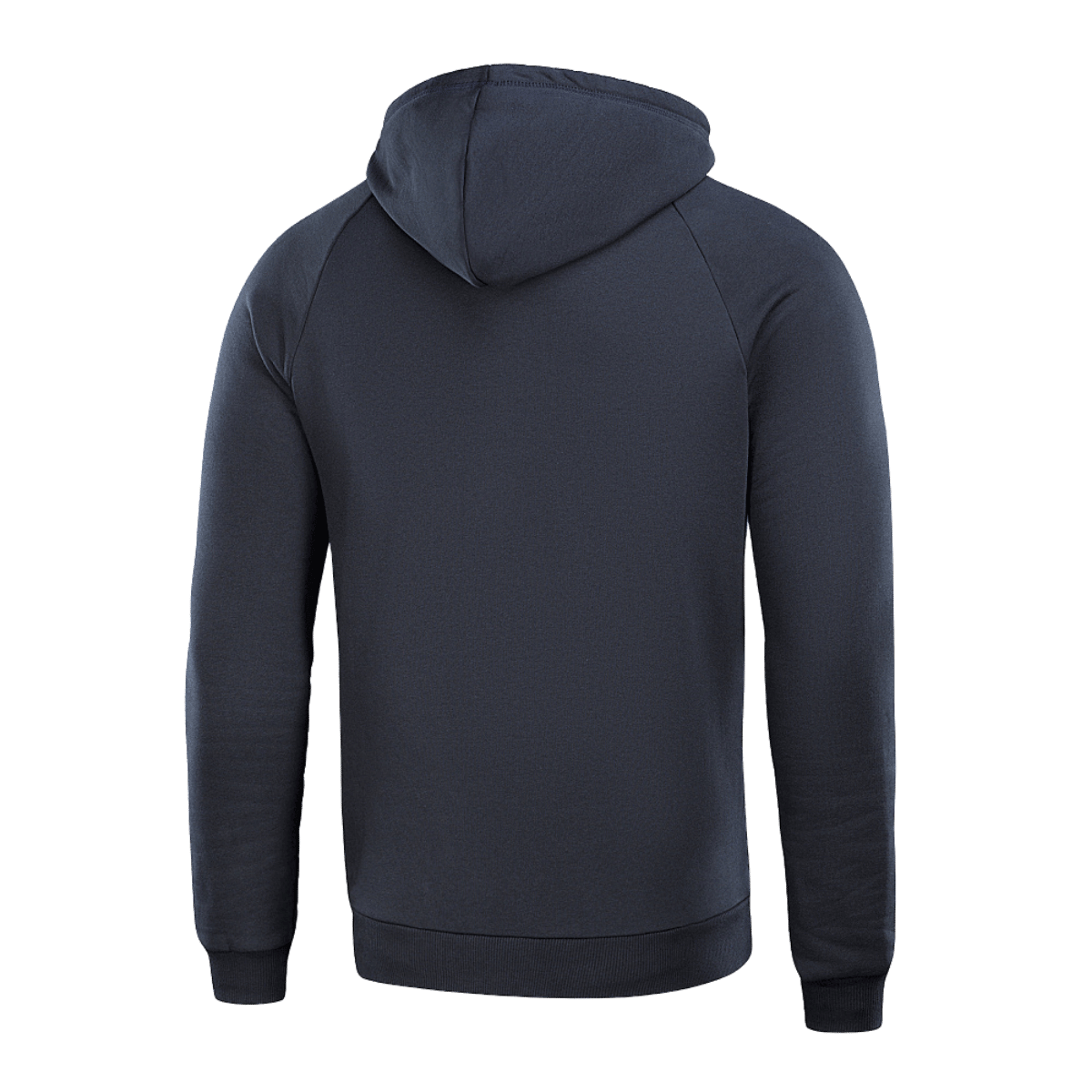 M-Tac Hættetrøje Cotton Raglan i sort, set bagfra med raglanærmer, fremstillet af 100% bomuld for komfort og stil.