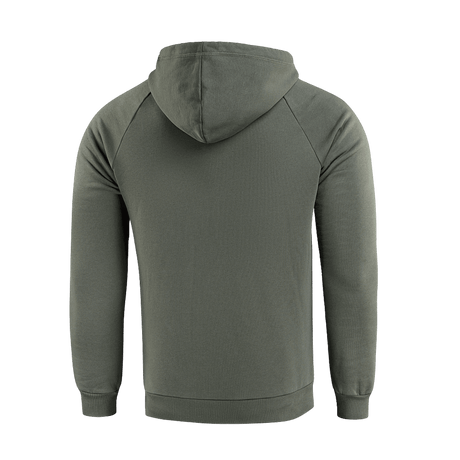 M-Tac Hættetrøje Cotton Raglan i armygrøn med raglanærmer set bagfra