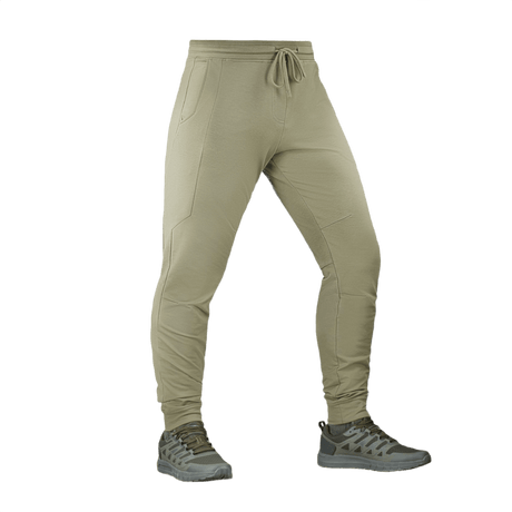 M-Tac Bukser Stealth Active i beige, alsidige sportbukser til løb, fitness og hverdagsbrug, fremstillet i bomuld, polyester og elastan.