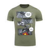 M-Tac T-Shirt Comics Drone Girl i armygrøn med detaljeret tryk af droneoperatør og comic print; 93% bomuld, 7% elastan