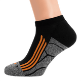 M-Tac Coolmax 35% Sokker Outdoor designerstrømpe til outdoor-aktiviteter, med fugttransporterende Coolmax® fiber, sort og orange design.