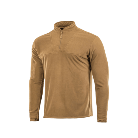 M-Tac Delta Fleece Jakke i en lys brun farve, let og varm med tommelhuller i ærmerne, ideel til udendørs aktiviteter i koldt vejr.
