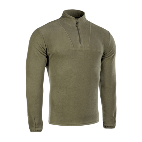 M-Tac Delta Fleece Jakke i olivengrøn, komfortabel pullover til koldt vejr med tommelhuller, ideel til aktive udendørs aktiviteter
